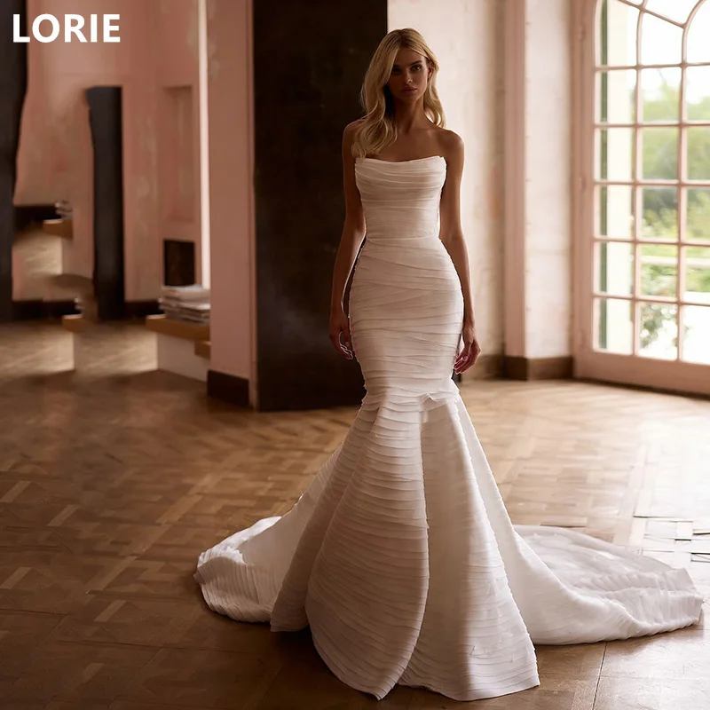 

LORIE Mermaid Elegant Satin Pleats vestidos de novia Wedding Dress Backless Bridal Gowns Princess Wedding Gown Customized 2025