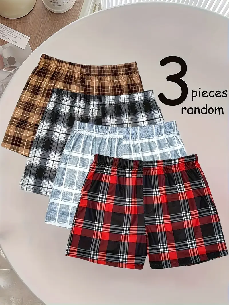 3-حزمة الرجال سراويل بوكسر الكلاسيكية منقوشة بتمشيط الذكور Underpant فضفاضة تنفس كبيرة الحجم الجلد ودية ملابس داخلية مريحة الرجال