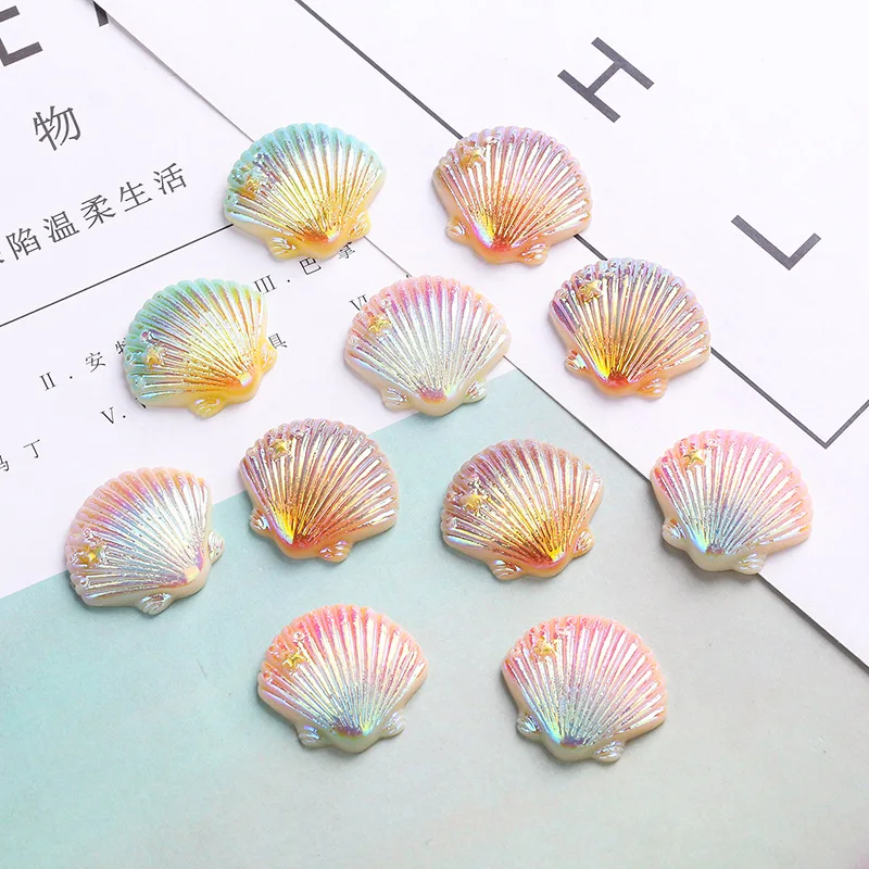 10Pcs/Set Resin Simulation Sea Shell For DIY Hairpin Phone Shell Craft Mini Figurines Miniature Shells Micro Landscape Ornament
