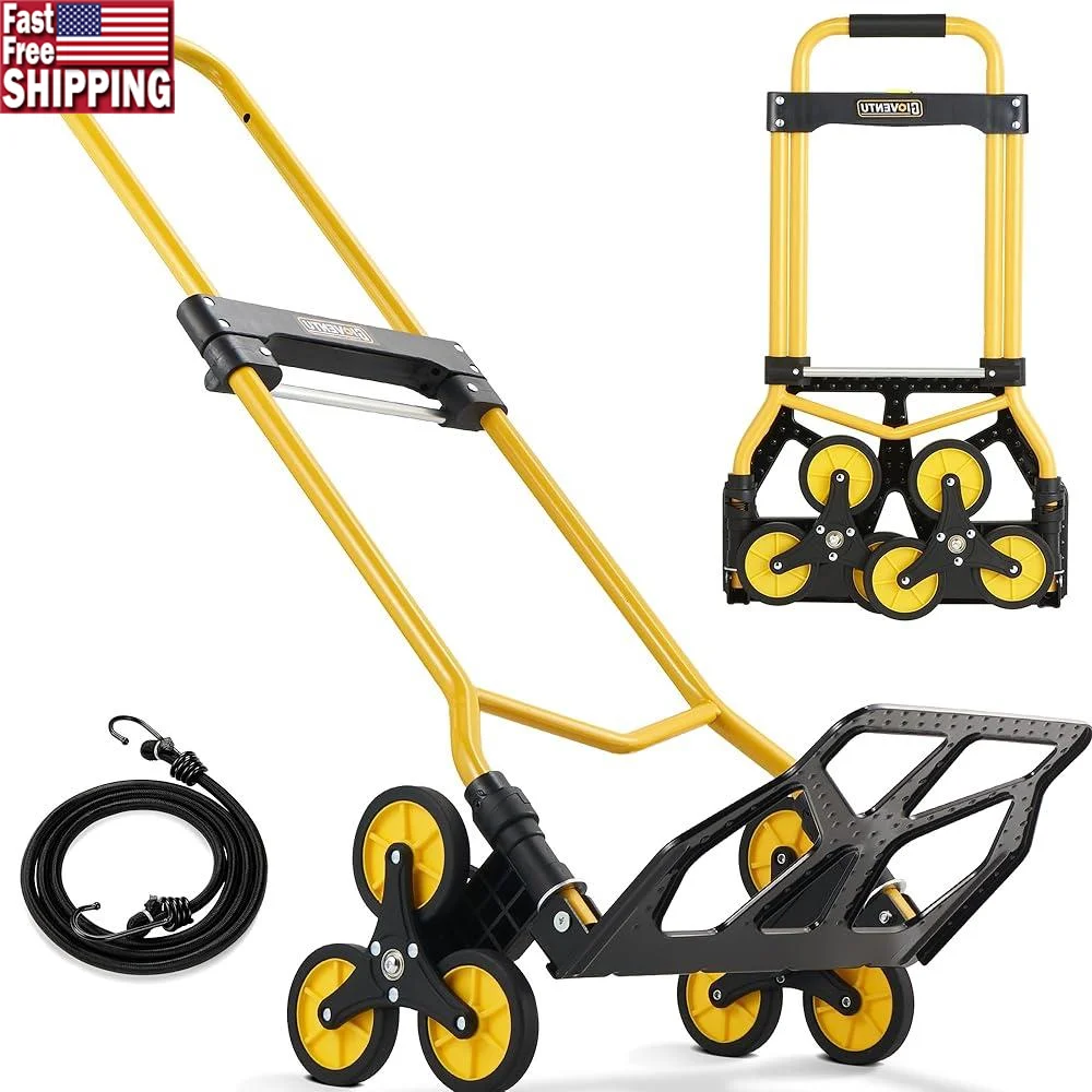 Upgraded Stair Climbing Hand Truck Dolly with Foldable Design Non-Slip Silent Wheels Telescopic Handle Easy Transport