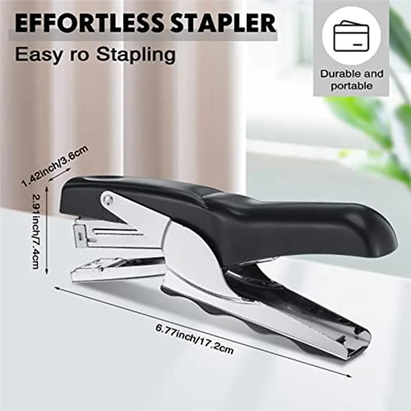 3 Piece Heavy Duty Plier Stapler Office Stapler Hand Hold Stapler 50 Sheet Capacity Desk Stapler For Home School Blue
