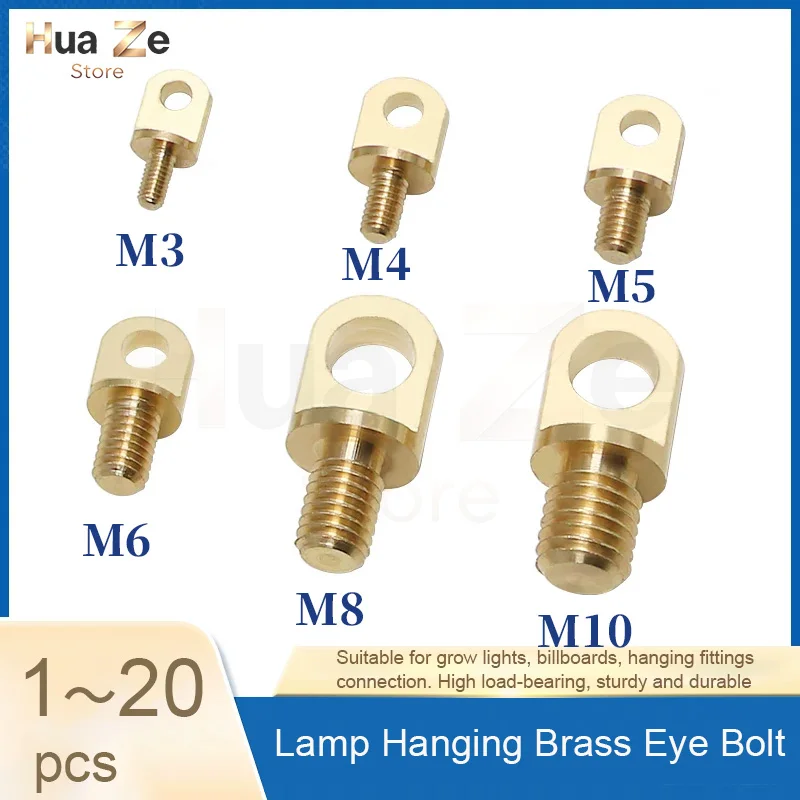 1-20PCS M3-M10 Copper Eye Screw, Plant Light Hanging Ear Lifting Ring, Wire Rope Suspension Hardware Accessories for Grow Light