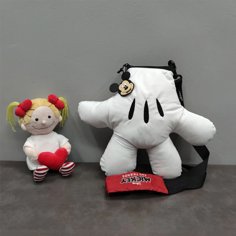 Bolso de mensajero con forma de guantes de Mickey para niños y niñas, bolso de hombro con forma cóncava, adornos de Disney