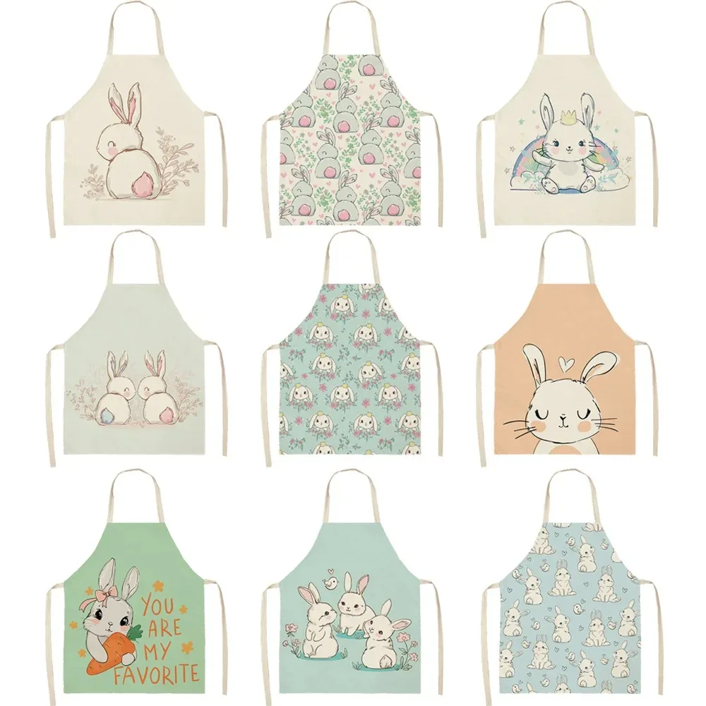 Little White Rabbit Pattern Goods for Home Kitchen Child Apron Alpaca House Cleaning House Cleaning Kitchen Accessories