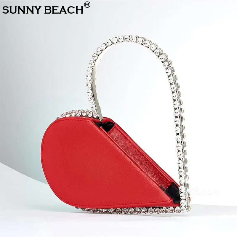 

Модный роскошный женский клатч со стразами и бриллиантами, вечерние кошелек в форме сердца, высококачественная сумка из искусственной кожи для девочек, сумка-тоут Bolsas