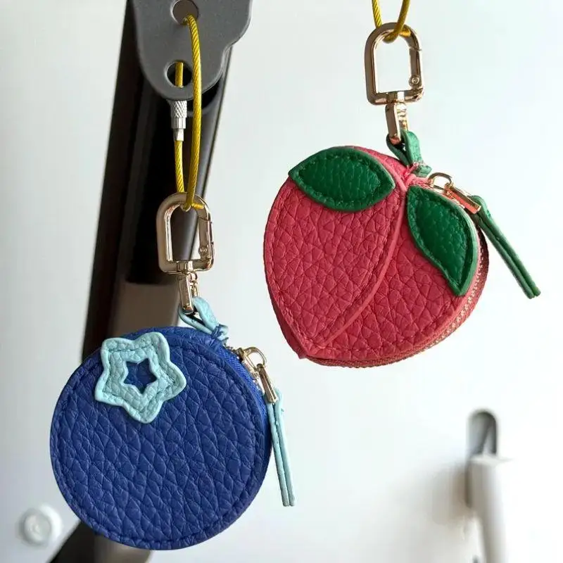 

PU Leather Fruit Coin Purse New Small Fresh Lemon Strawberry Cherry Mini Wallet Cute Hanging Multifunctional Coin Bag Pendant