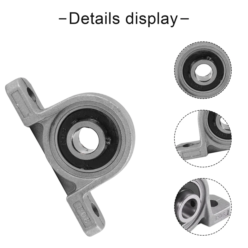 Rodamiento de bolas montado en bloque de almohada KP08, 4 piezas, diámetro de 8Mm de diámetro, cojinete de bloque de almohada de aleación de Zinc