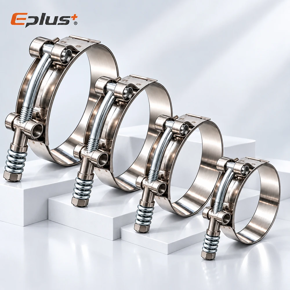 Universal Stainless Steel European Hose Clamp T-Bolt Spring self compensation Clamp 28-110mm Adjustable for Car Moto & Industria