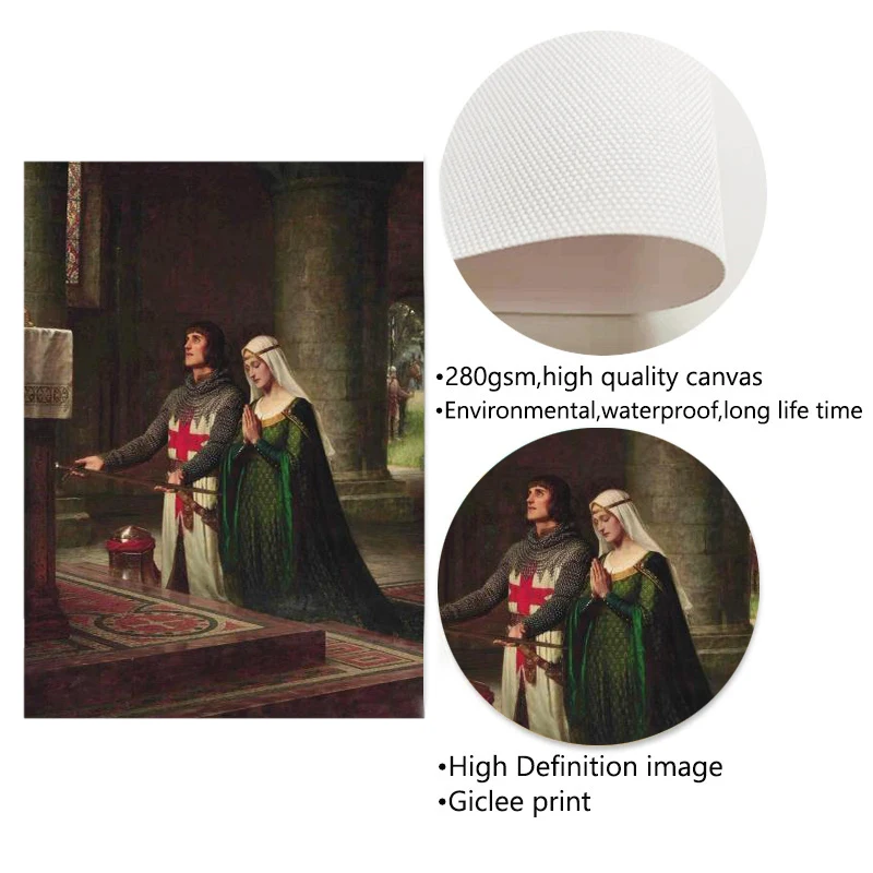 Edmund Blair Leighton Artwork The Accolade Medieval Knight Theme Canvas Painting Wall Art Vintage Posters Living Room Home Decor