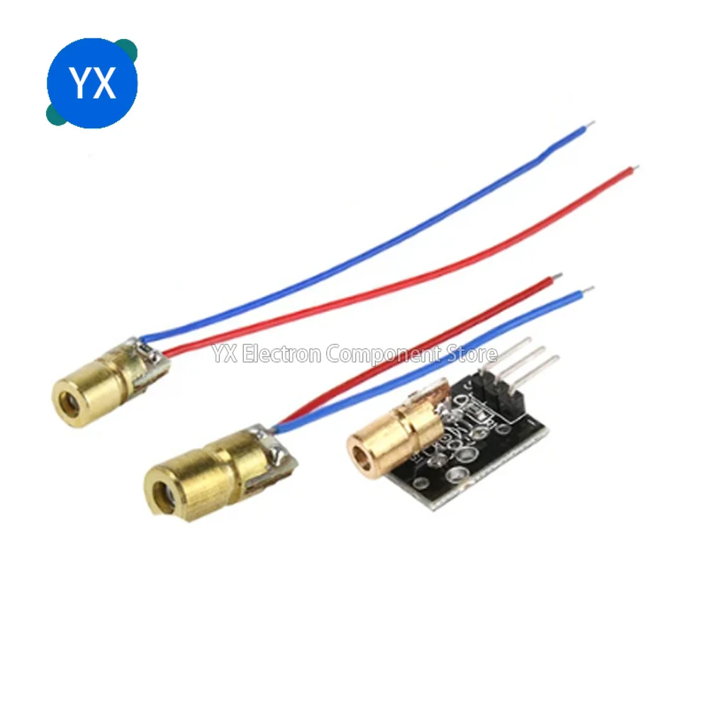 5PCS 3v-5v 650nm Laser Sensor Module 6mm 5MW Arduino Red Laser Spot Diode Copper Head Level Meter Ground Wire Meter