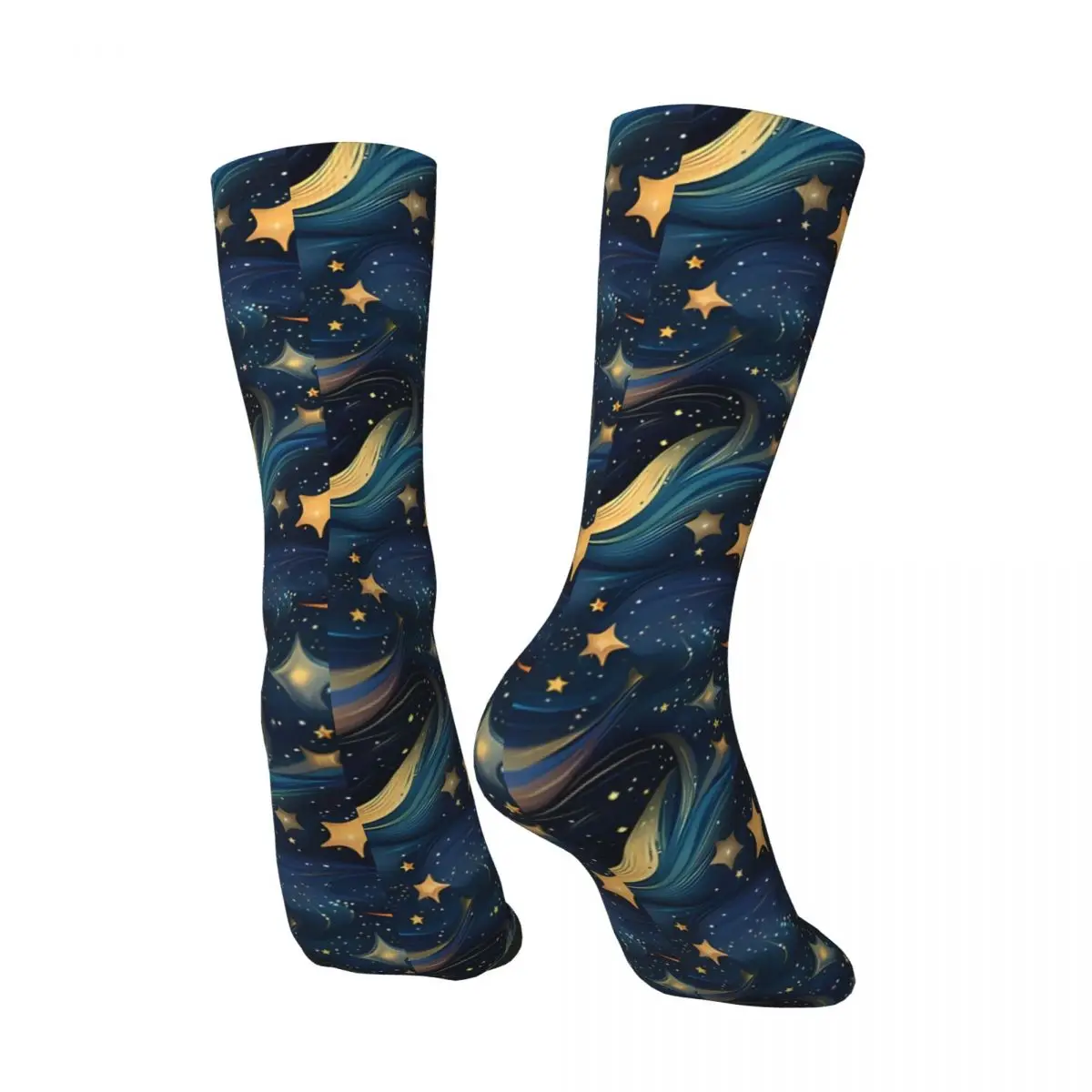 Stars In The Night Sky Happy Men's Socks Vintage The Stars Street Style Seamless Crew Sock Gift Pattern Printed