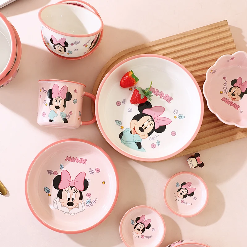 Minnie Disney Cartoon Household Advanced Ceramics Combination Set Housewarming Good Looking Tableware Bowl And Plate Set Gifts