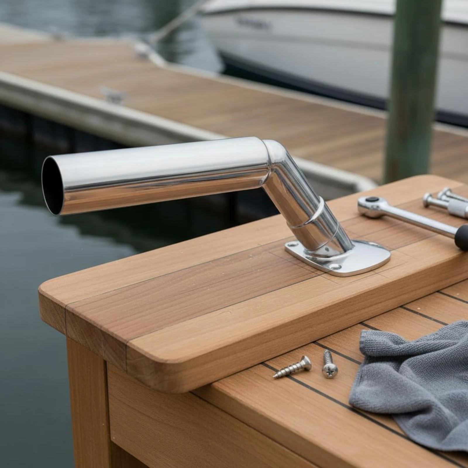 

Stainless Steel Boat Rod Holder Mirror Polished Stainless Steel Fishing Rod Holder Boating Hardware Easy To Install for Yacht