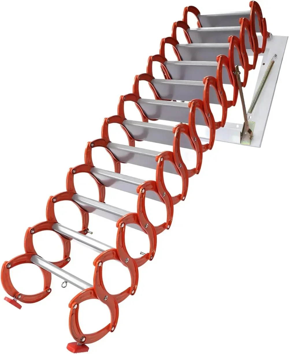 

# Hot Ladder Pull Down System12 Steps Aluminum Magnesium Alloy Attic Stairs 10.17FT Wall-Mounted Collapsible Loft Ladder With Ar