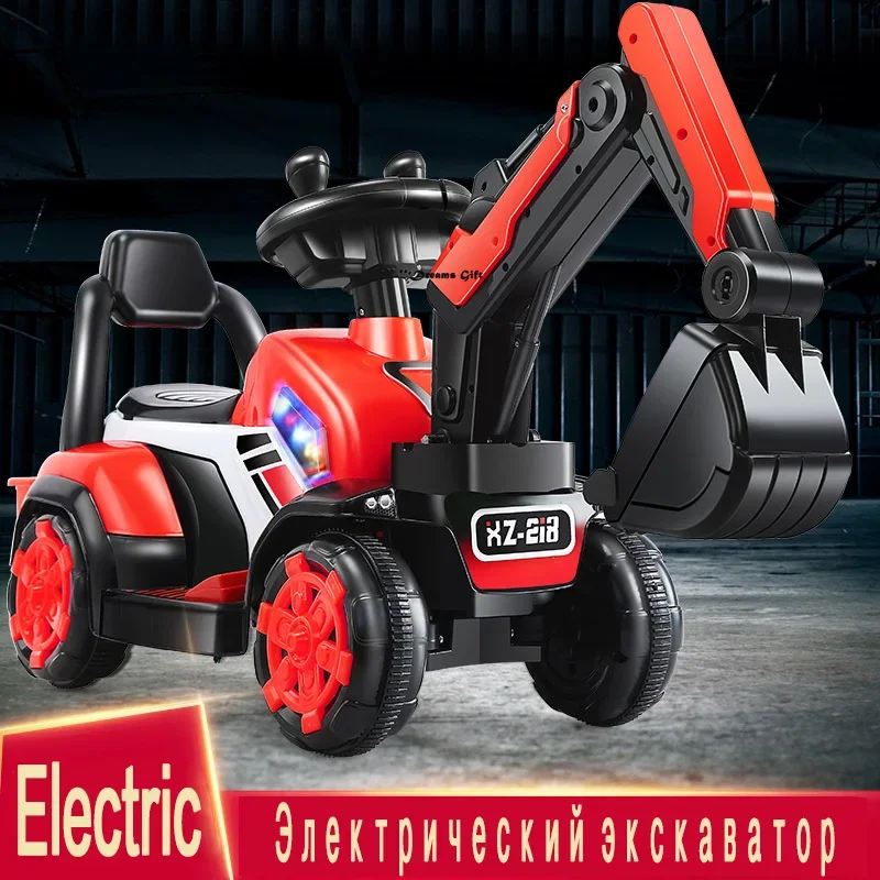 Children\'s Electric ride on Car Can Be Sit Toy Engineering Car Drive Remote Control Excavator Kids gifts Russia Drop Shipping