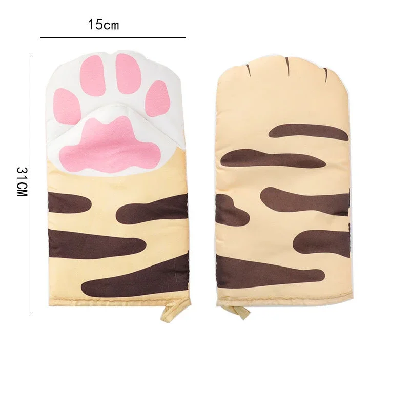 Cat Scratch Insulated Oven Gloves Kitchen Microwave Oven Thickened High Temperature Resistant Scalding Gloves Home Baking