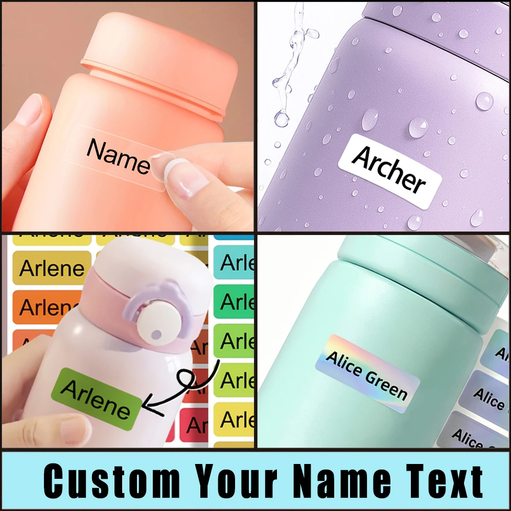 Personalized Waterproof Stickers Custom Name Tags for Drinkware, Pens & Children's Stationery，Multiple Styles to Choose From