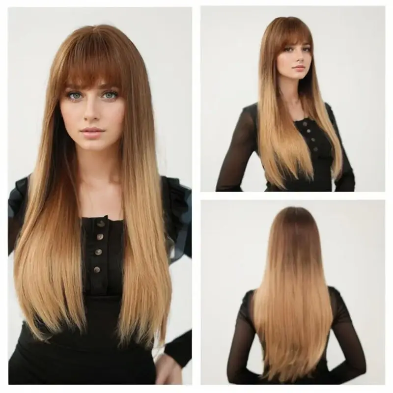 

Edgy Gradient Brown Straight Long Wig with Bangs: Striking Wigs for Bold Fashion and Cool Gatherings