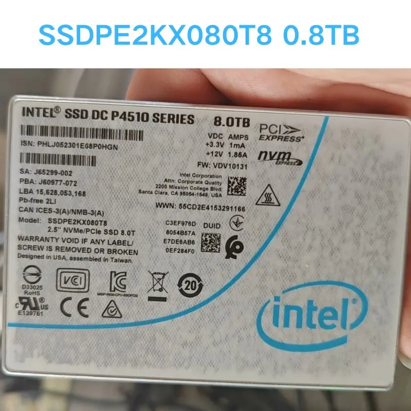 Second hand test OK SSDPE2KX080T8 0.8TB Solid State Drive