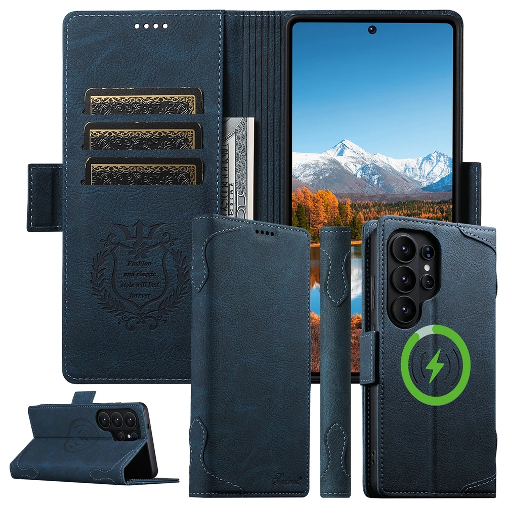 Luxury Wirless Charging Magnetic Flip Leather Wallet Case for Samsung Galaxy S26 Ultra S25 S24 S23 S22 S26U S25U Phone Cover view 2
