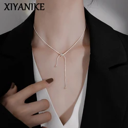 XIYANIKE Silver Color Snake Chain Necklace Female Clavicle Chain Adjustable Short Style Fashion Simple Party Decoration