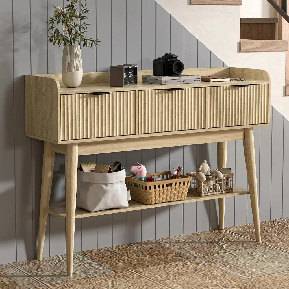 

Narrow Console Table with Drawers, Modern Entryway Table with Storage, Farmhouse Wood Console Table Sofa Side