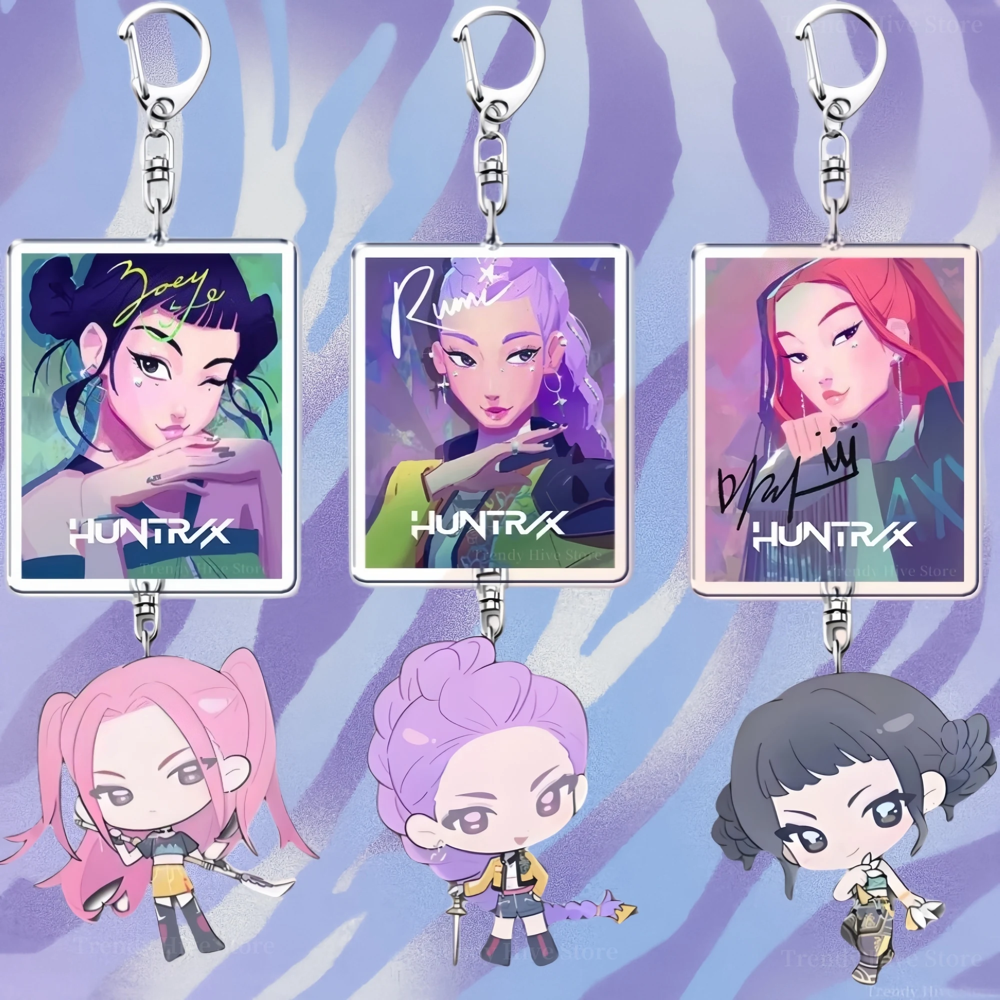 

Kpop Demon Hunters Rumi Mira Zoey Keychain Cosplay Men Women Group Idol Props Anime Jewelry Gifts Halloween Costume Accessories