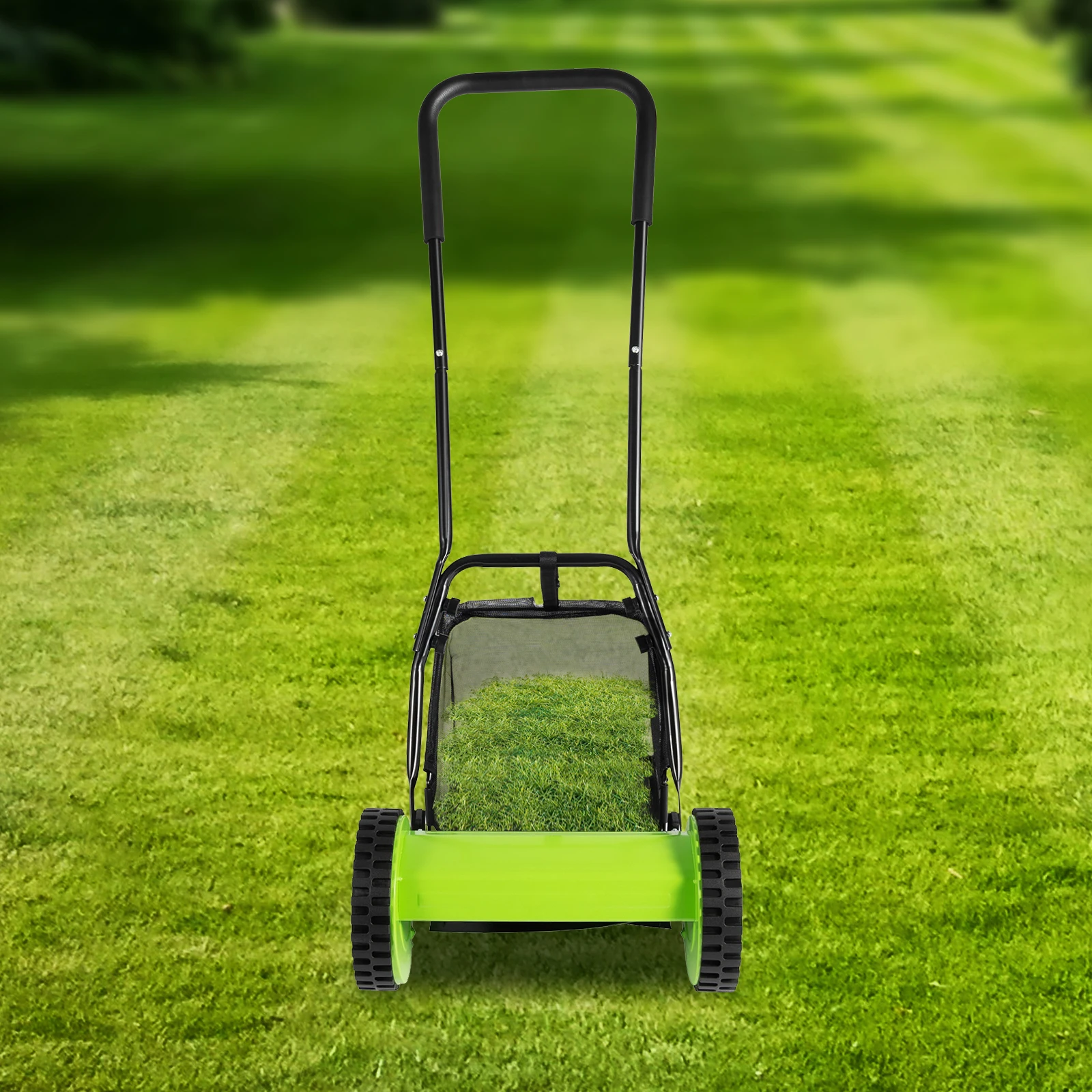 

12-дюймовая ручная газонокосилка с травосборником на 23 л, 5-лезвийным роторным ножом, регулируемой высотой и функцией подметания