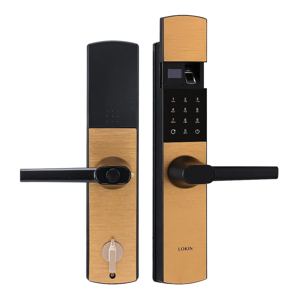 Double Sided Card Swipe Smart Digital Password Fingerprint Door Lock