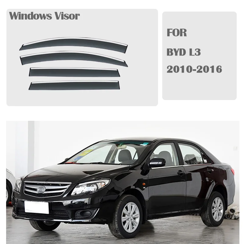 FOR BYD L3 2010-2016 Window Visors Rain Guard Windows Rain Cover Deflector Awning Shield Vent Guard Shade Cover Trim Accessories