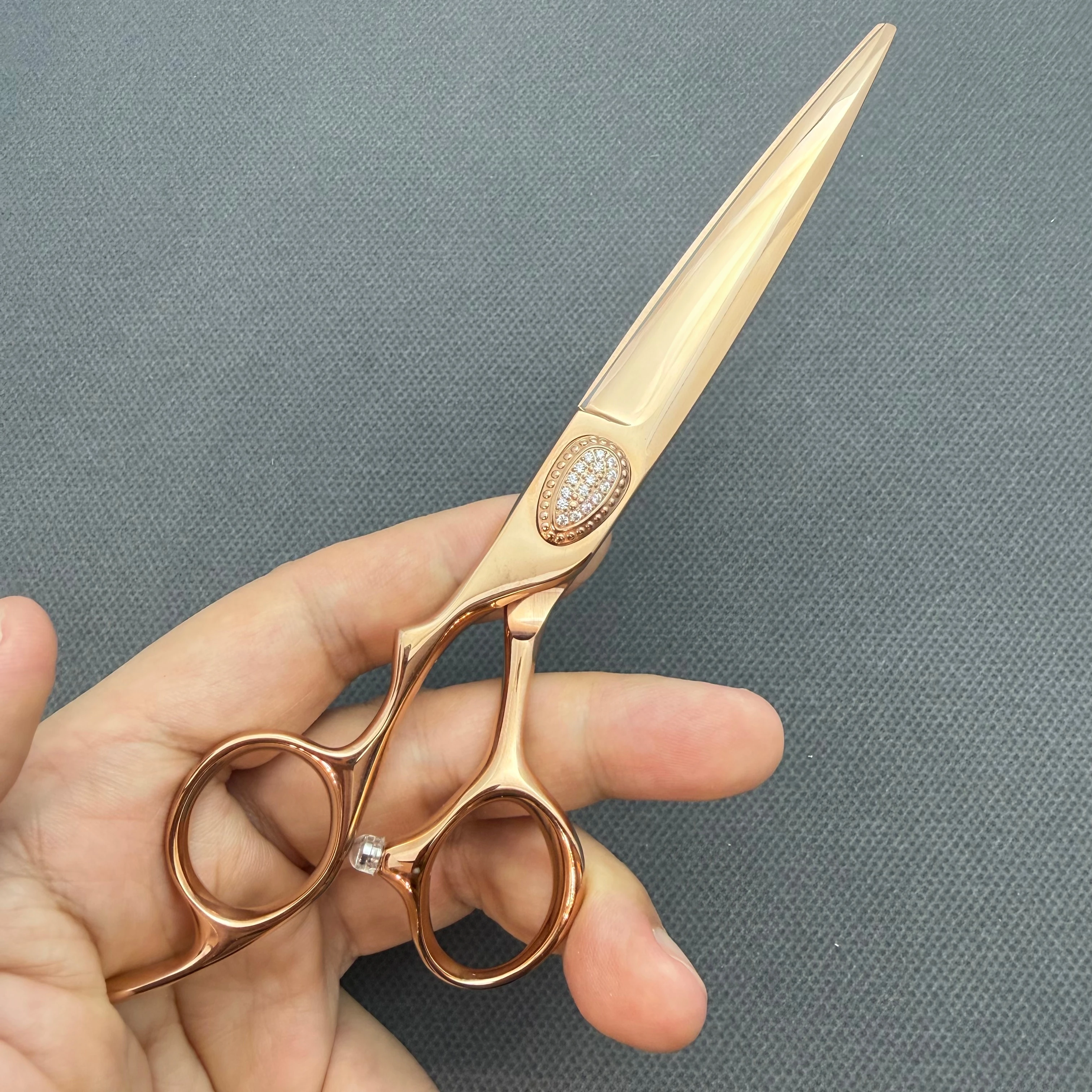 6.0-7.0 inch Professional Left Hand Barber Scissors，High Quality VG10 Hairdressing Scissors，Rose Gold Coating Hair Cutting Tools