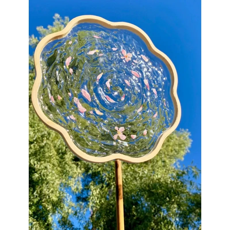 

Transparent water fan DIY handmade material package Student handmade gift Internet celebrity same antique water ripple fan