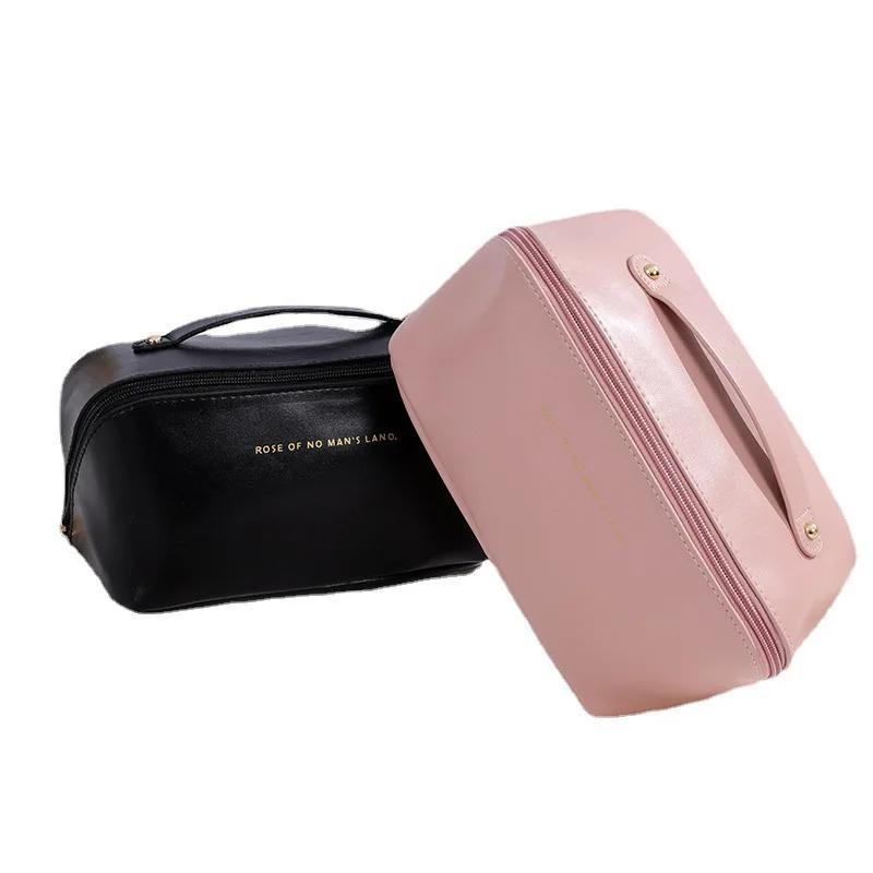 Leather Large Capacity Travel Cosmetic Bag Portable Women Makeup Case Waterproof Multifunctional Toiletry Organizer Storage Bag