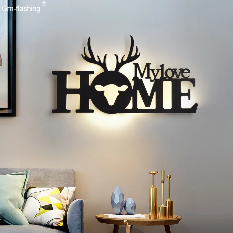Creative Modern Acrylic Wall Lamp 18W Wall Mounted Letter Lamp LED Living Room Bedroom Bedside Lamp Corridor Stair Wall Light