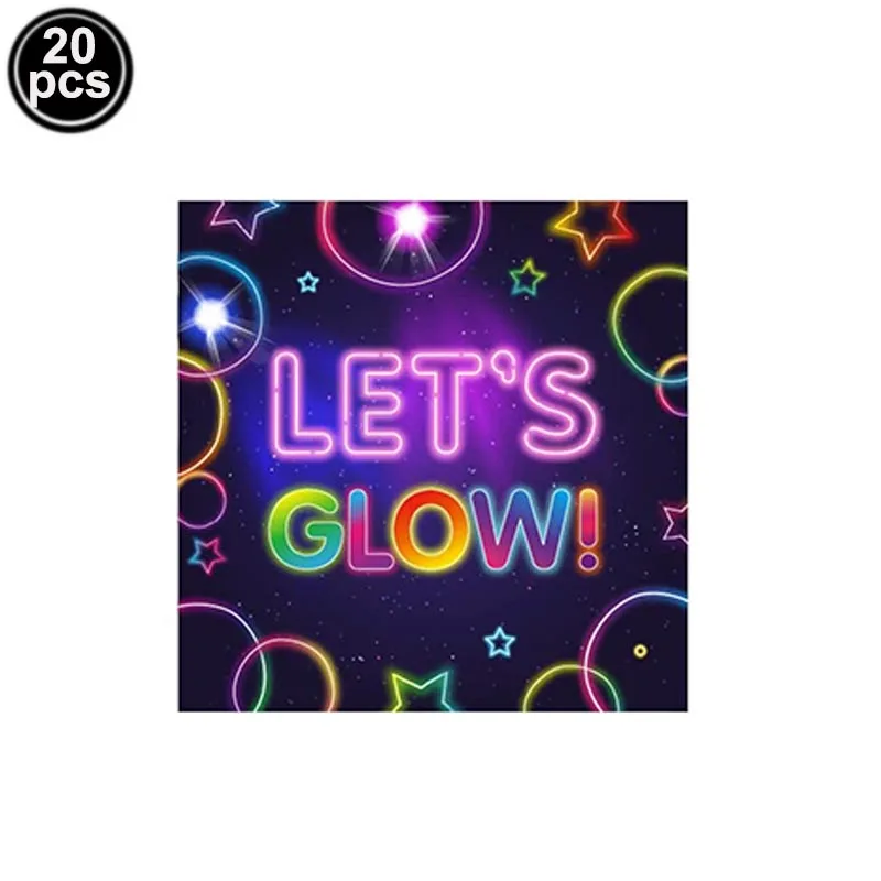 Neon-Party-Geschirr Tischdecken Becher Teller Banner Servietten Strohhalme Luftballons Neon-Glow Geburtstagsparty-Dekorationszubehör – Detail 8