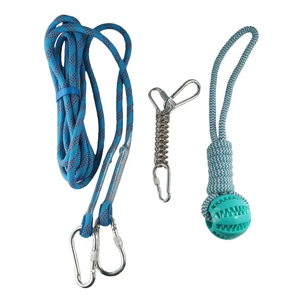 Bite Resistant Dog Spring Pole Toys Cotton Rope 5M Dog Teething Dog Spring Pole Toys Tug Hanging Exercise Cotton Rope