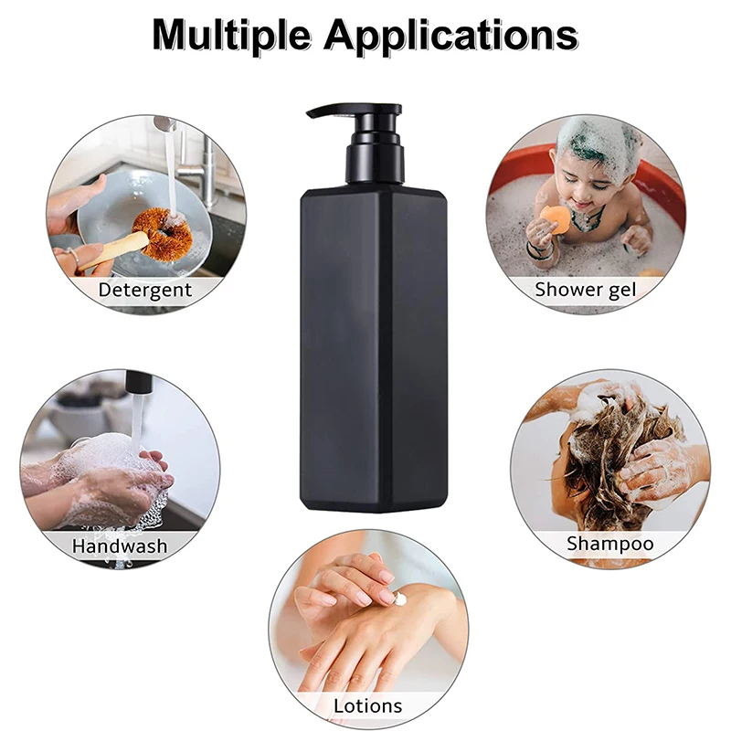 1/2/4pcs Bathroom Shower Soap Dispenser 500ml Plastic Bottle Pump Black Empty Liquid Container for Home Bathroom Supplies