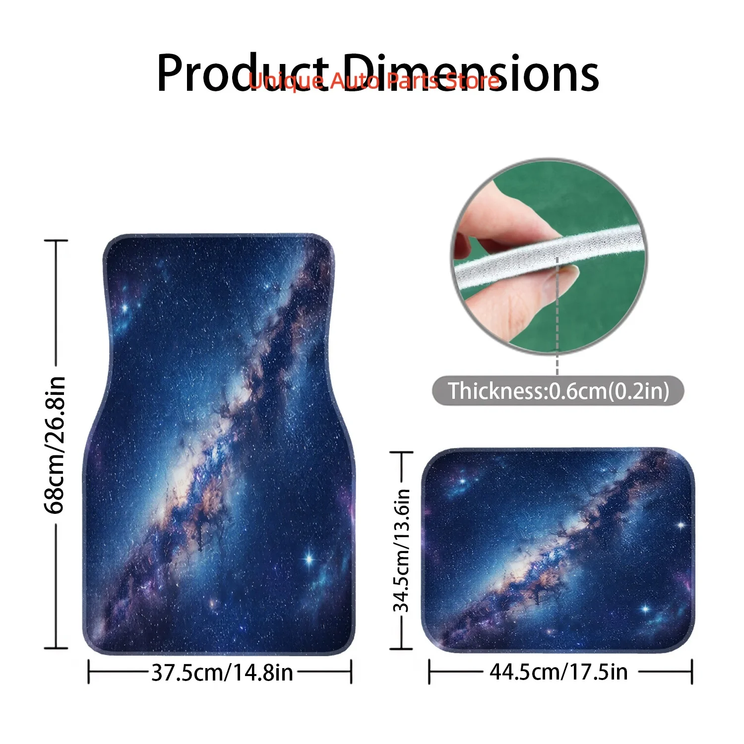 4pcs Kit Anti-Slip Car Floor Mat Set Galaxy Starry Sky Front And Rear Carpet Pads - Decorative Car Floor Mats - Automotive Addit