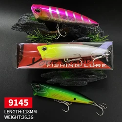 118mm 26g With Box Floating Topwater Popper Fishing Lures Sea Saltwater Artificial Hard Bait Surface Wobblers Fishing Equipment