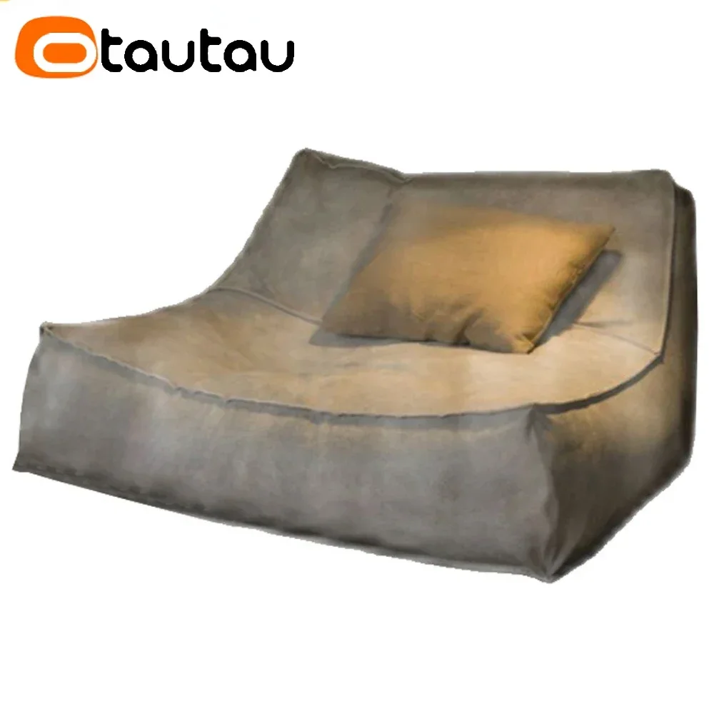 OTAUTAU Thick Waterproof Suede Chaise Lounge Pouf Cover No Filler Outdoor Beanbag Sofa Bed Ottoman Camp Beach Puff Salon SF061