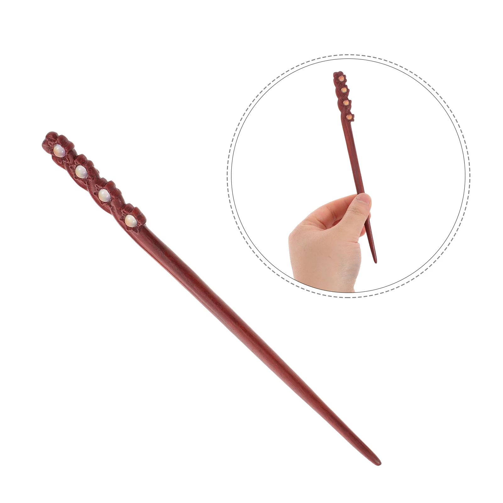 

Red Sandalwood Vintage Hairpin Double Sided Carved Hair Stick Elegant Classic Hair Accessories Hanfu Bun Holder Chinese Style