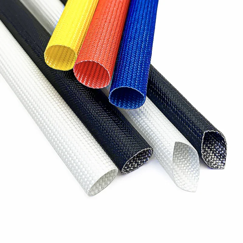Flexible Silicone Resin Fiberglass Braided Sleeve 200℃ Heatproof Pipe 1-20mm ID Cover For Automobile Engine Wiring Harness