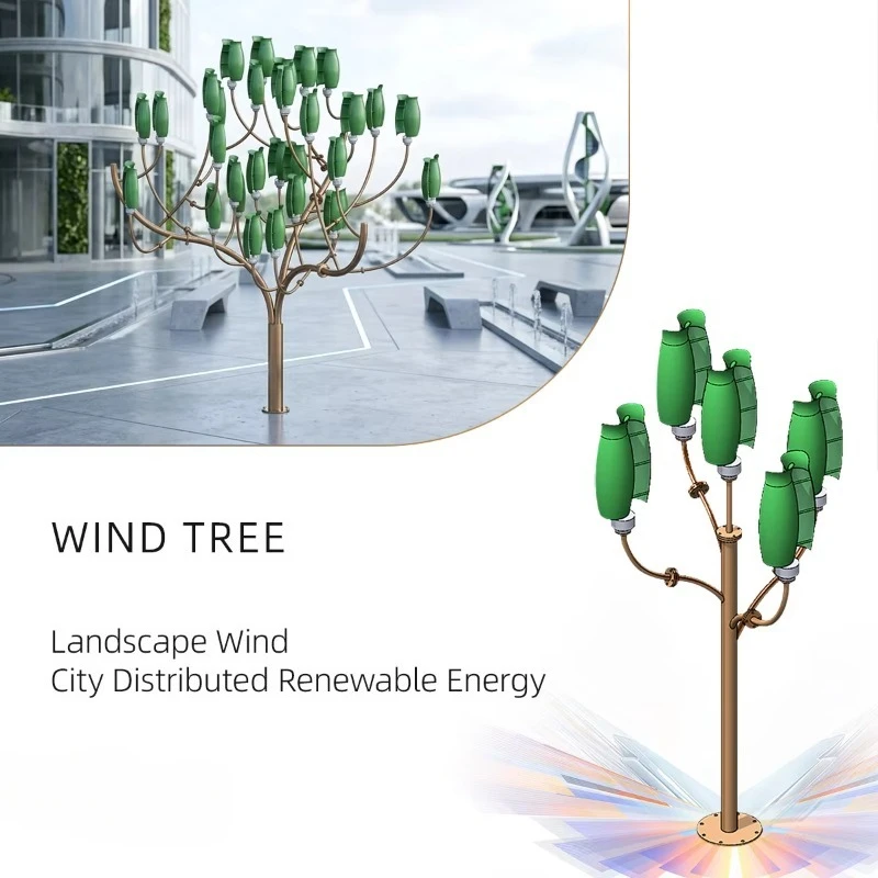 Compact Wind Tree Generator 600W 1kW 2kW 3kw 5kw Vertical Axis Turbine for Rooftop Garden Balcony Silent Renewable Energy Plant