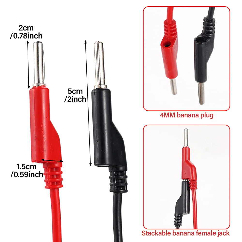 15A Crocodile Alligator Clip To Banana Plug Test Leads Cable Power Tools Silicone Banana Plug Accessories