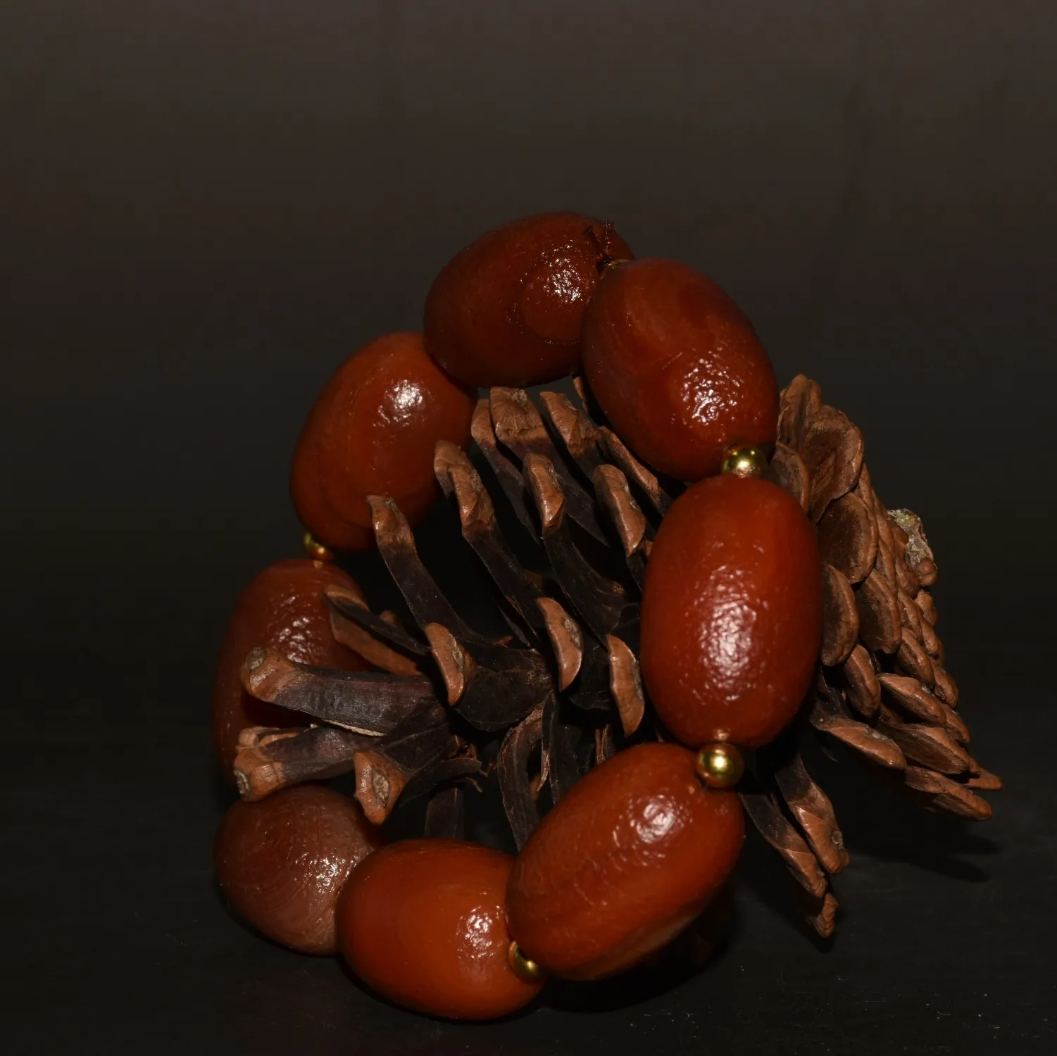

3"Old Xizang Folk Collection Old Natural Coloured Glaze Fruit shape 8 Buddha Bead Bracelet Pendant Amulet Town house