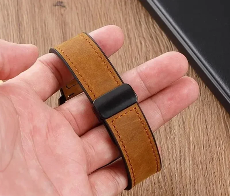 Lederarmband für Apple Watch Band 49 mm 44 45 42 mm 40 46 38 41 mm Magnetarmband Correa Herren IWatch Ultra Serie 10 9 8 7 SE 6 – Detail 4