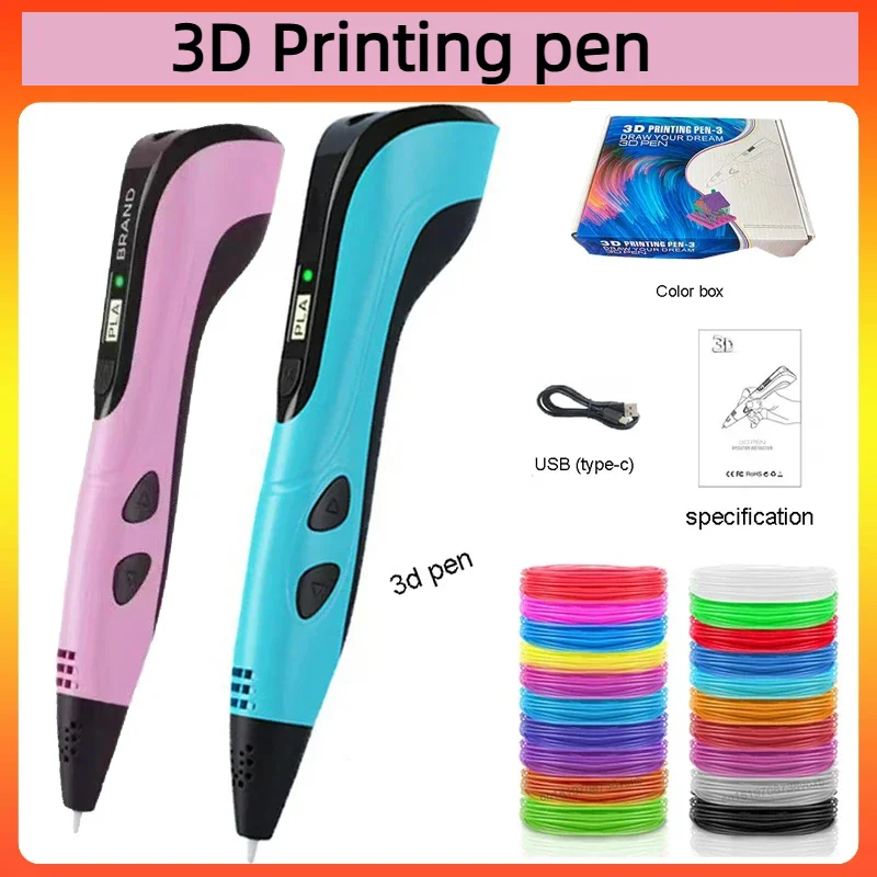 Nuova penna da stampa 3D Display LCD Schermo 0,7 mm Diametro 1,75 mm PLA Paiting Disegno fai da te Compleanno Regali di Natale Giocattoli per bambini