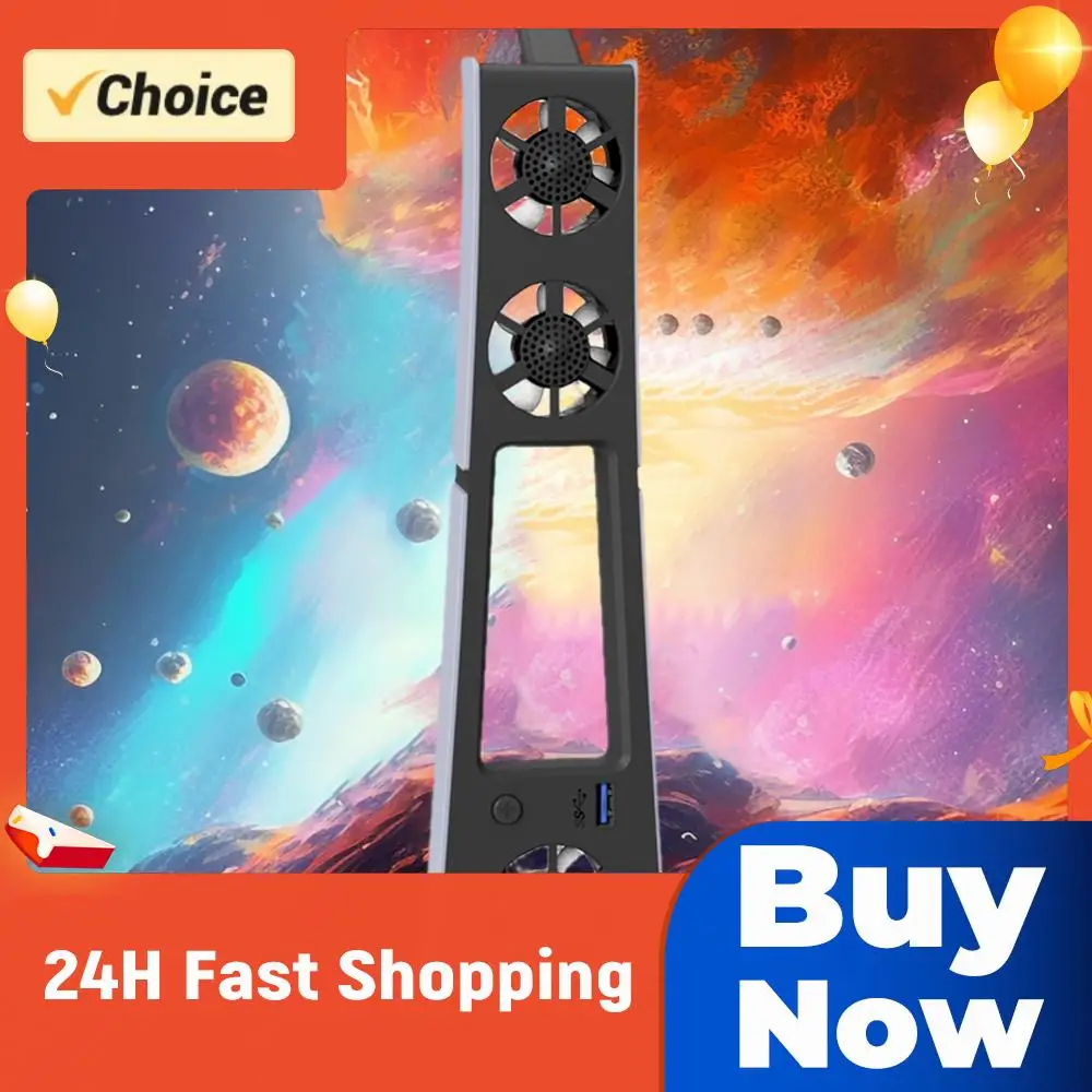 

Тихий вентилятор для консоли PS5 Slim с регулируемой скоростью, бесшумный улучшенный вентилятор охлаждения с портом USB 3.0 для Playstation 5 Slim