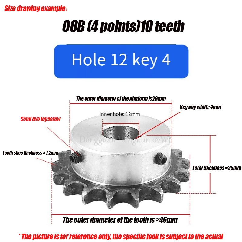 

10T-20Teeth 08B Industrial Drive Sprocket Wheel 45# Steel Chain Gear 10 11 12 13 14 15 16 17 18 19 20 Teeth Keyway Bore 10-35mm