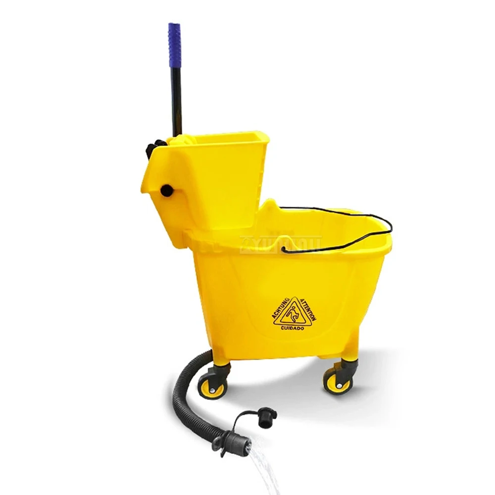 Chariot d'eau en chêne à pression 34l, seau de vadrouille gratuit pour lavage des mains avec Drainage, dispositif de compression d'eau, outil de nettoyage efficace